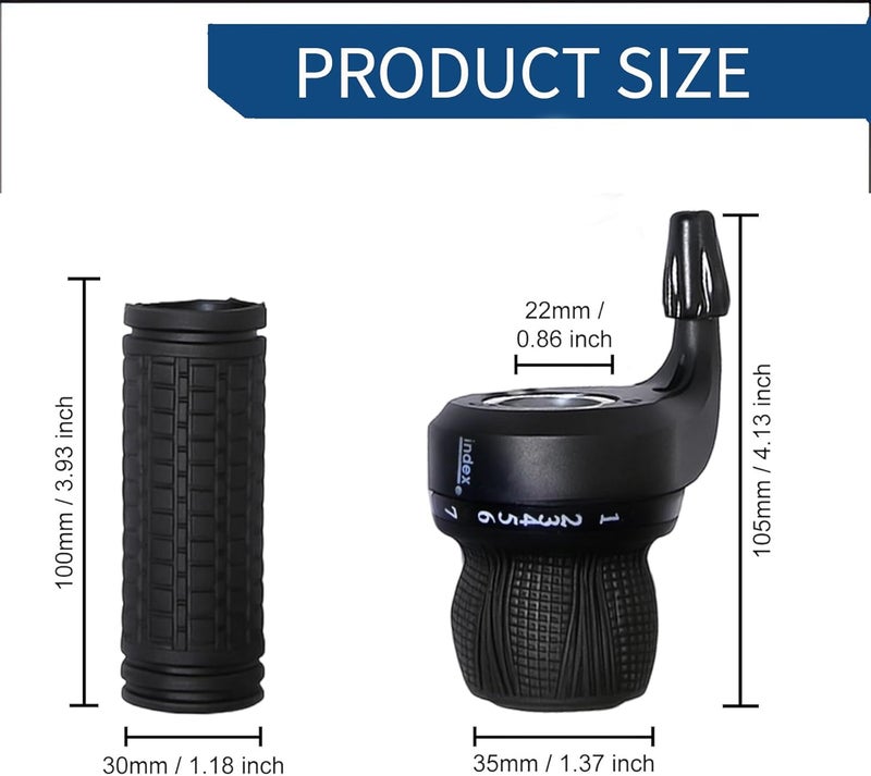 Fredertent Bicycle 21 Speed Twist Shifter Revoshift Lever 3 x 7 Speed Grip Shift Left and Right Shifting Mountain Bike Hybrid Bike Kids Bike Tricycle Gear Grip Shifter with Grips - Image 4